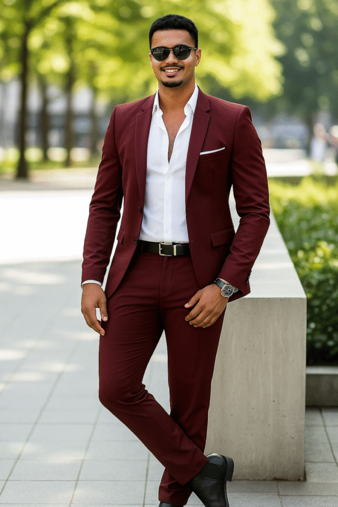 Deep maroon/burgundy